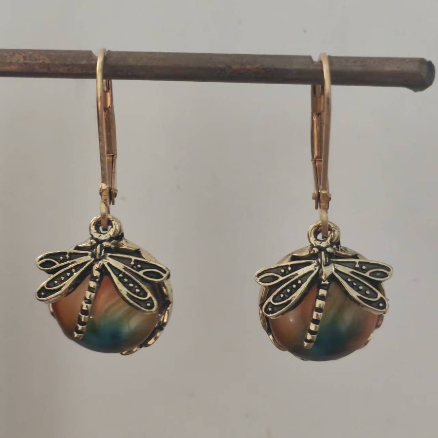 TEMU 2pcs Aretes Aretes Vintage Aretes Piedra de Luna Aretes Aretes de Insectos Aretes Redondos Aretes Coloridos Adiciones de Joyería Aretes para