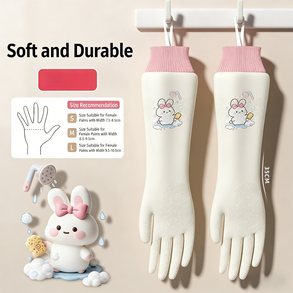 TEMU A Pair Of Household Cleaning Gloves, Comfortable Dishwashing Gloves For Kitchen Chores, Durable And Thickened For Wear Resistance, Suitable For
