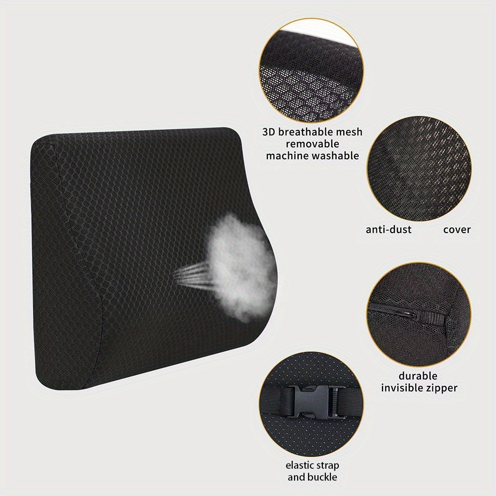 1pc ergonomic lumbar support cushion polyester knit fabric chair back pillow machine washable black chair cushion pad Product details 4