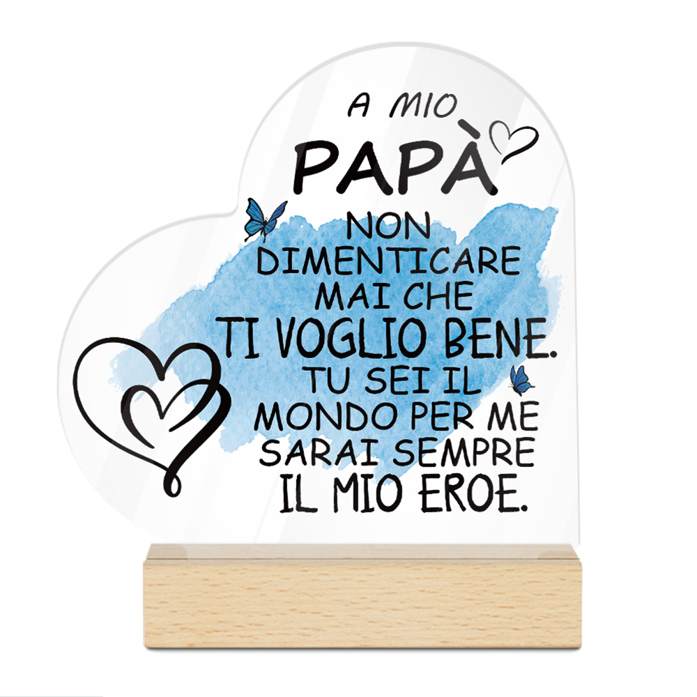 TEMU [2d Flat] Putuo Decor 1pc Shaped Acrylic Sign Wooden Base Table Decor Decorative Plaques And Ornaments, A Mio Papà Non Dimenticare Mai Che Bene,