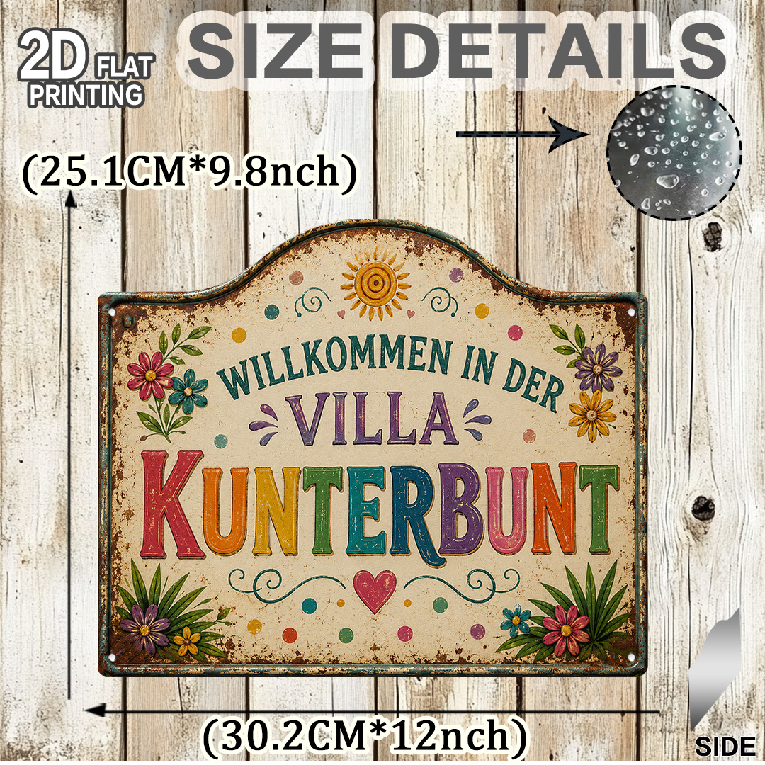 TEMU [2D Flat] ., Deutsche Bunte Villa Thema Dekorative Plakette (12X9.8 Zoll), Outdoor Wanddekoration, Einzugsgeschenke, Geschenke für Familie,