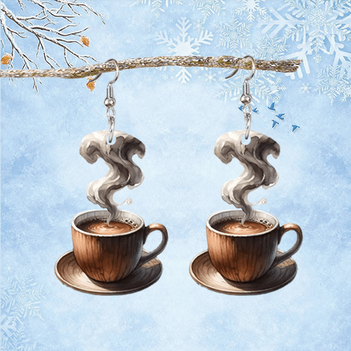 2d flat cup pendant earrings afternoon and holiday gifts cute cartoon style