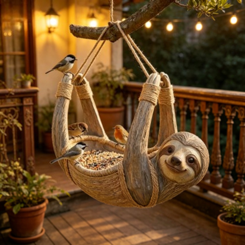 TEMU Outdoor Raccoon-shaped Bird Feeder, Cute Animal Resin Sculpture, Courtyard Decoration, Weather-resistant And Durable Gardening Gift Ornament,