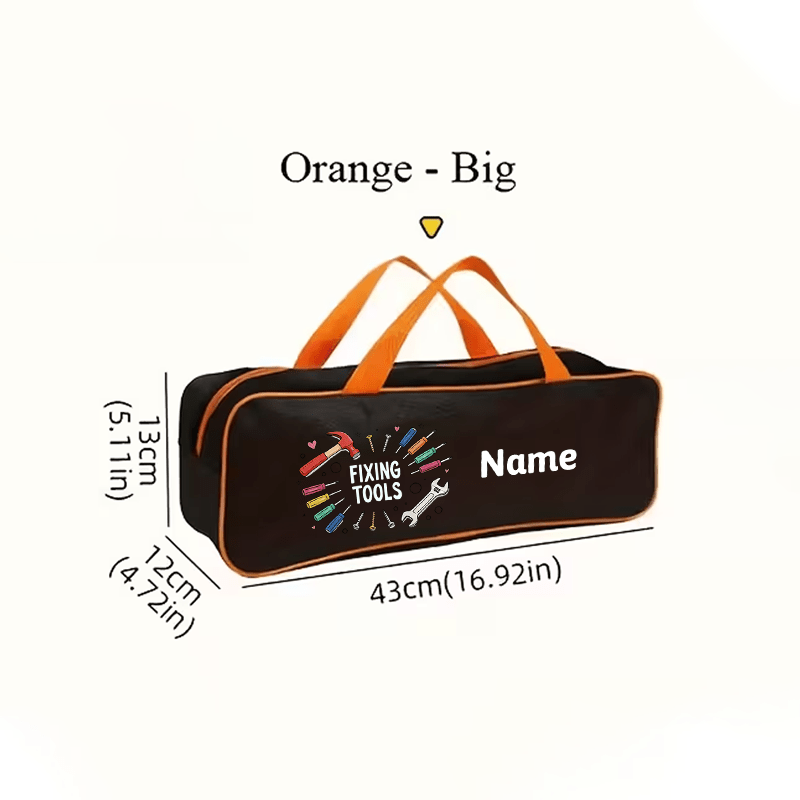 TEMU Cute Multicolor Tool Print Tote Bag, Personalized Dual-tone Tool Organizer Bag - Custom Name Thickened Tool Storage Bag, Zipper Closure, Small