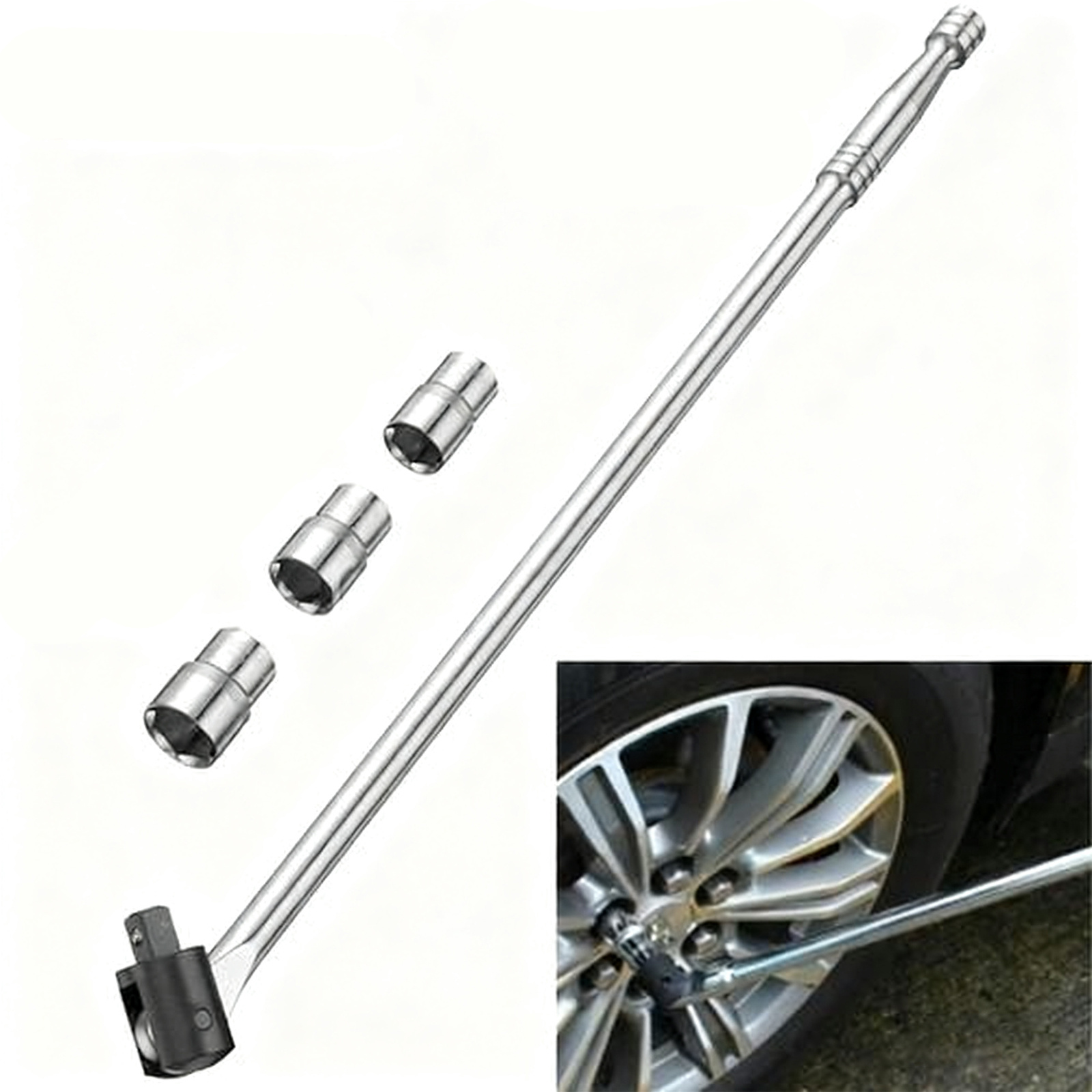 1/2' Drive 620mm Swivel Breaker Bar, Flexible Handle For 17/19/21mm Sockets