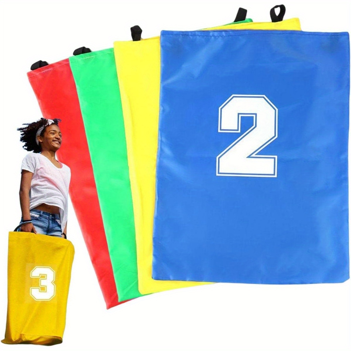 Set of 4 Outdoor Jumping Bags for Potato Sack Races, Perfect for Carnival Party Games And Racing Activities.