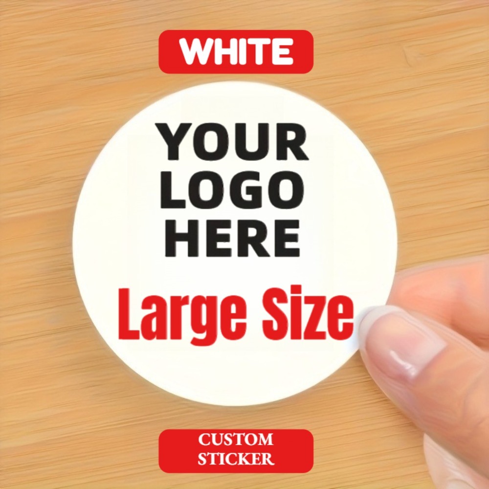 TEMU Large Size Custom Sticker Labels, Large Size Round Personalized Stickers, Customizable Logo, Stickers, Dishwasher Safe, Fade-resistant, Glossy