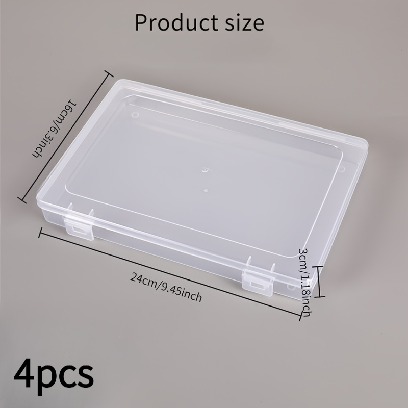TEMU 4pcs Set Of Transparent File Storage Boxes With Dust-proof Lids, Stackable Space- Desktop Organizers, Durable Clear File Containers For Home