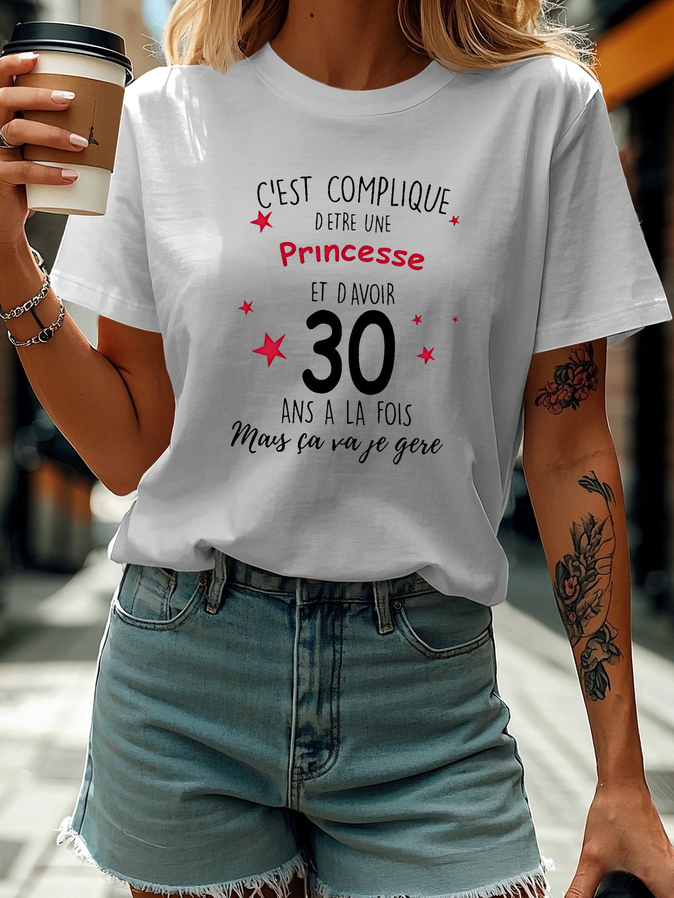 t shirt femme princesse française 30 ans coton pur Temu France