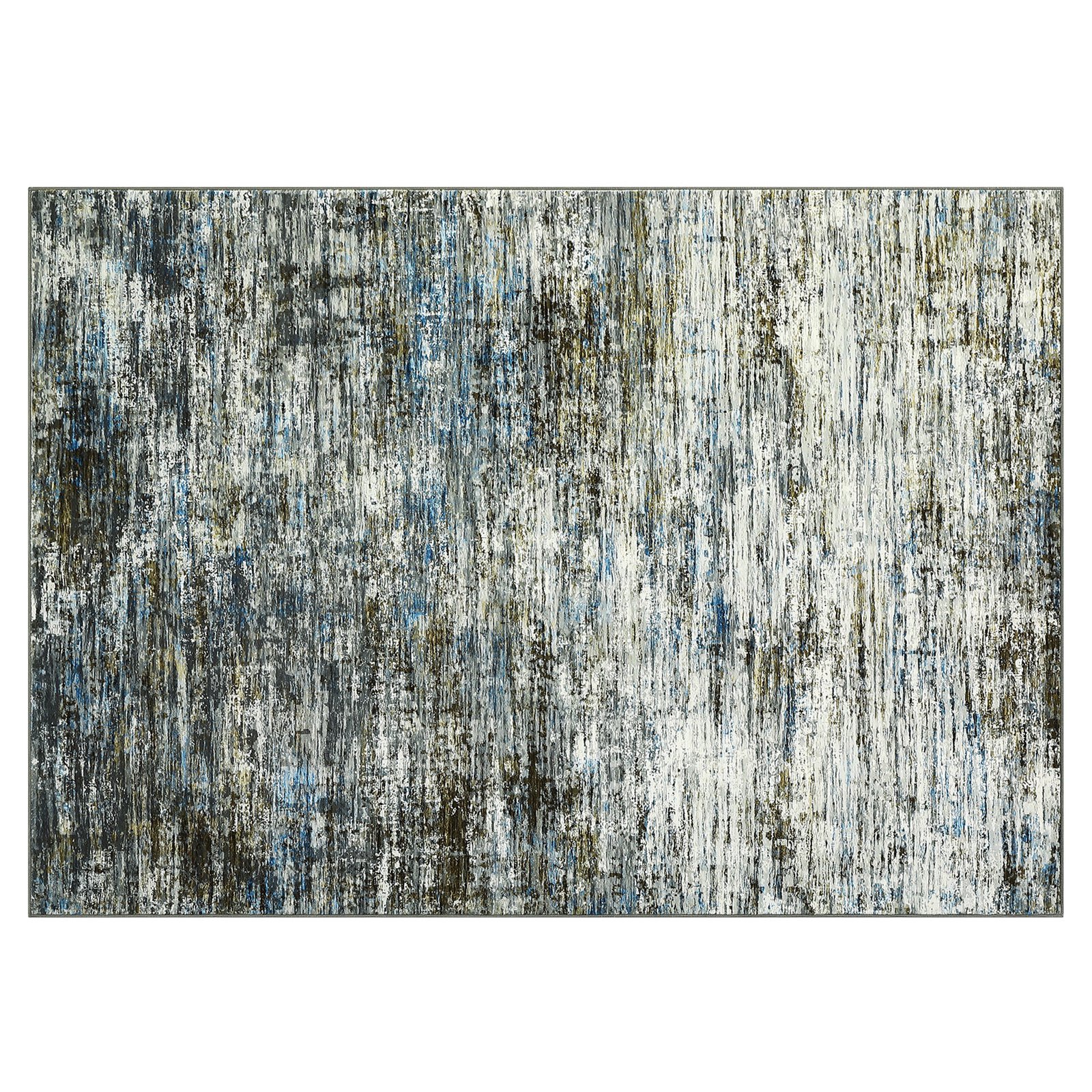 Image of Modern Abstract Washable Area Rug 240x340cm, Soft Thin Low Pile Carpet With Non-slip Grip, Blue Gray Contemporary Floor Cover For Living Room Bedroom Kitchen