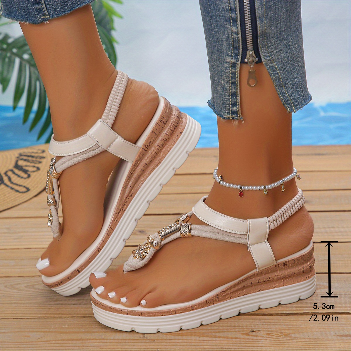 new summer womens sandals with thick soles and open toes   casual wear stylish and versatile for dresses ideal for the beach Product details 1