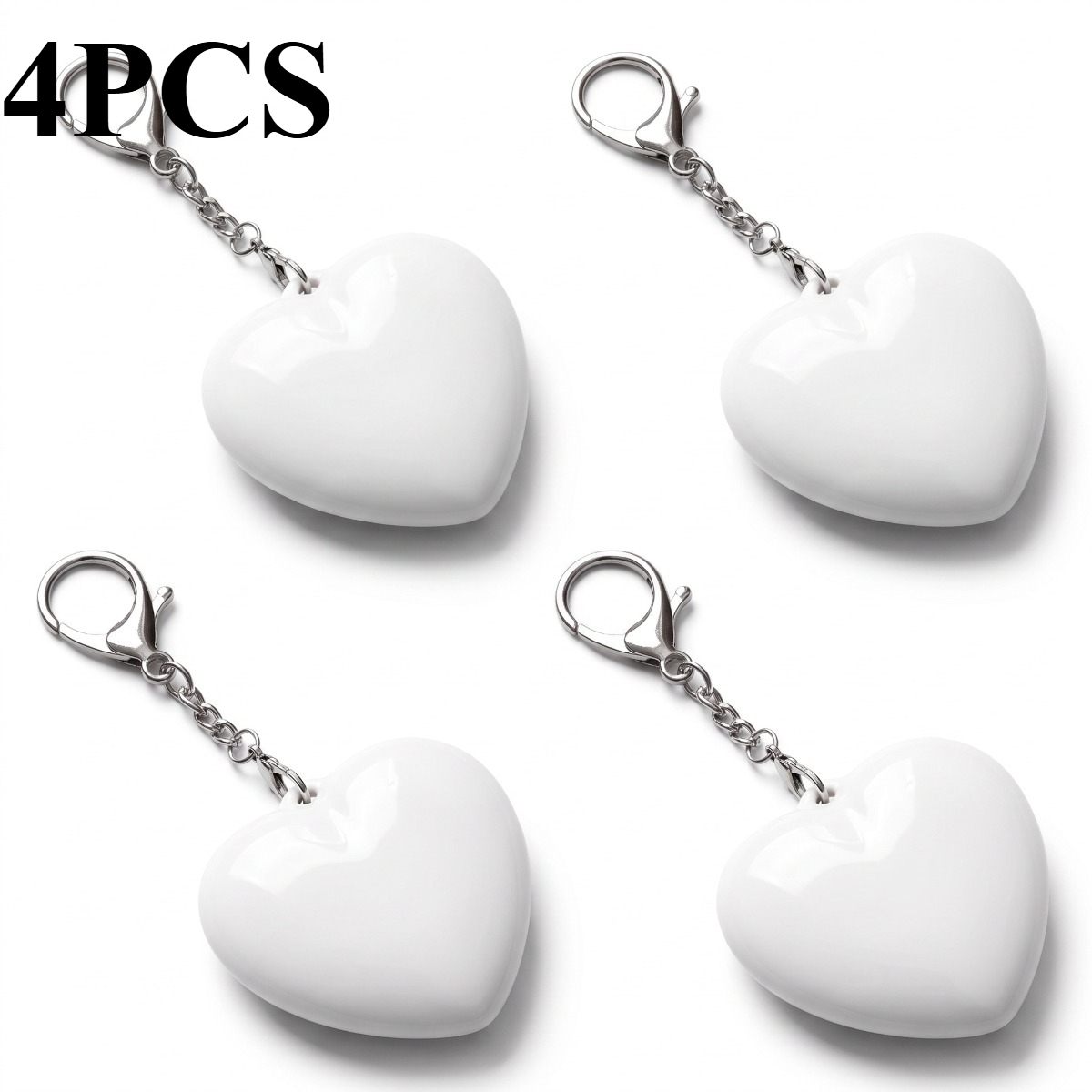 TEMU Lot de 4 porte-clés LED de cœur au , mini lumière douce portable de cœur à commande tactile, ornement à suspendre pour sacs à dos, portefeuilles