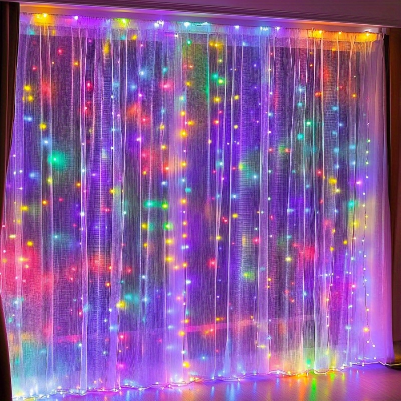 item picture curtain string lights 300 led fairy copper strip lights with 8 lighting   and remote control usb powered suitable for christmas bedroom party wedding home garden wall decoration multicolor