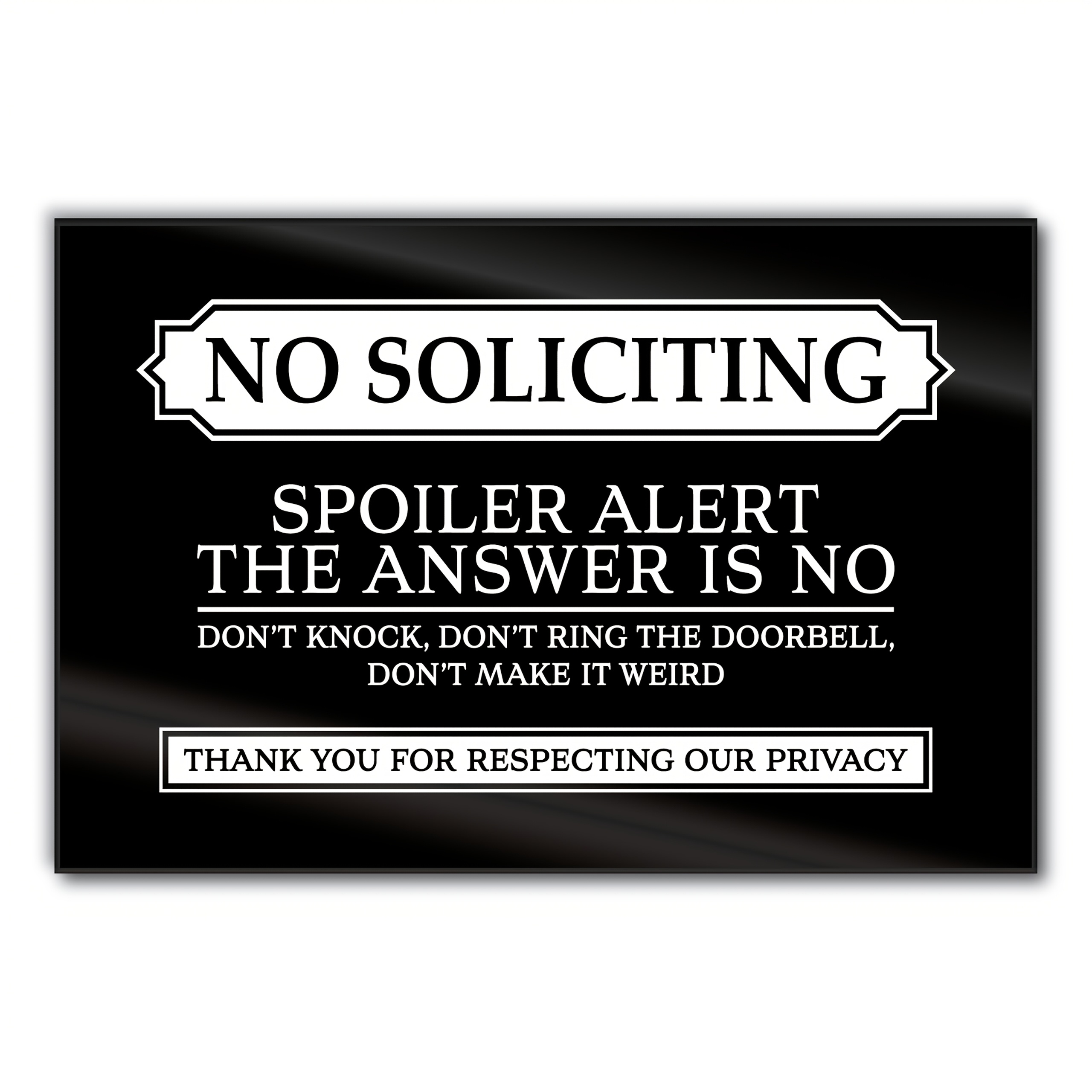 TEMU Home Humor "no Soliciting" Sign, 2d Flat Acrylic Front Door Plaque, Funny "do Not Ring The Doorbell" Sticker With Adhesive, , Black, 2d Flat