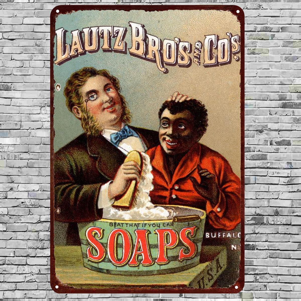 TEMU 2D Flach 1 Stück, Vintage Blechschild - " Bros. & Co. Seifen" - Klassische Werbekunst für Angebot 8×12 Zoll, 2D Flach, für Raumdekoration