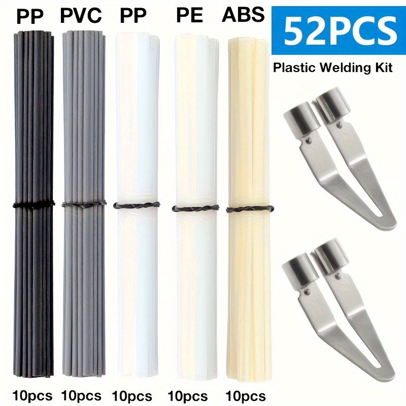 52pcs/set plastic welding kit, abs pp pvc pe plastic welding rods, electric soldering tips, car bumper repair tool, plastic welder soldering accessories, car bumper/paddle board repair welding materials, without battery 0