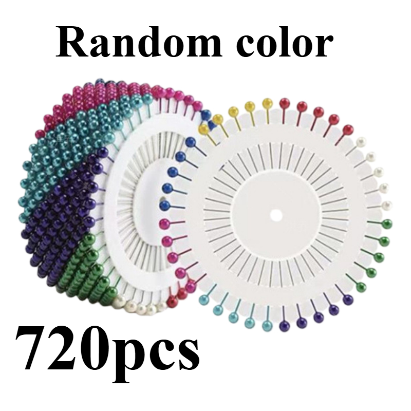 Image of 720-count Pack Of Extra-long Fine-shank Sewing Beading Pins Stainless -set Pins Cut Needle Tips Ideal For Fabric Securing, Floral Arrangements, And Craft Projects(random Color)