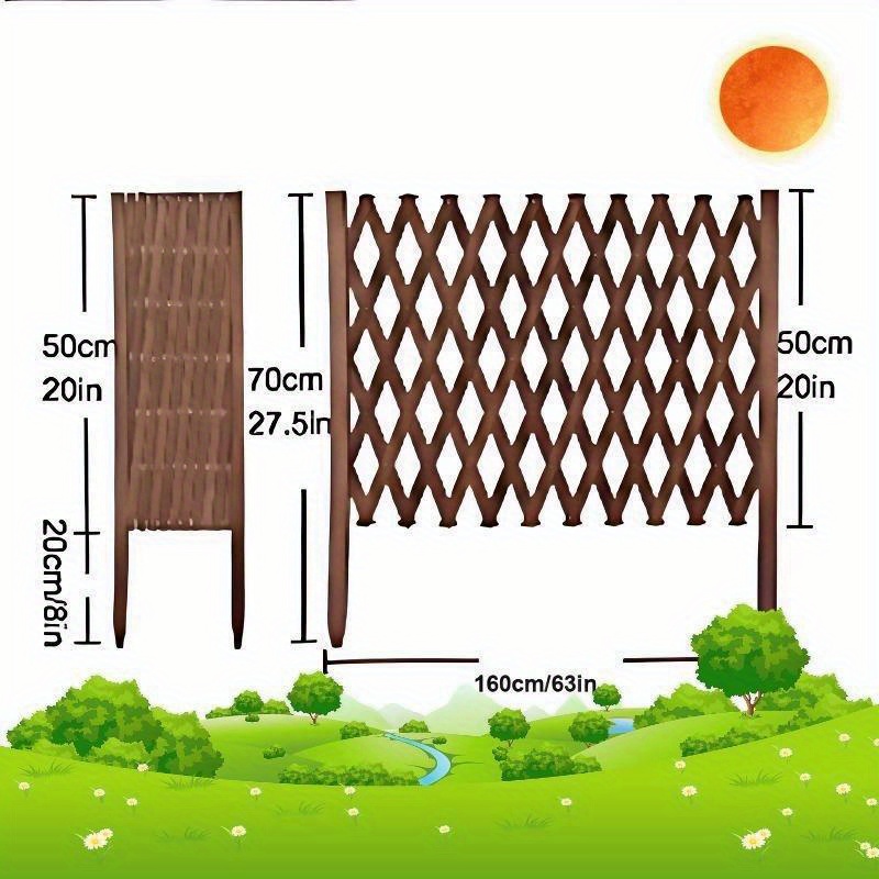 TEMU [3d] 35.4 Inches High And 78.74 Inches Long Flexible Wooden Garden Fence Board - Decorate , Semi- State Outdoor Walkway And Terrace Decoration,