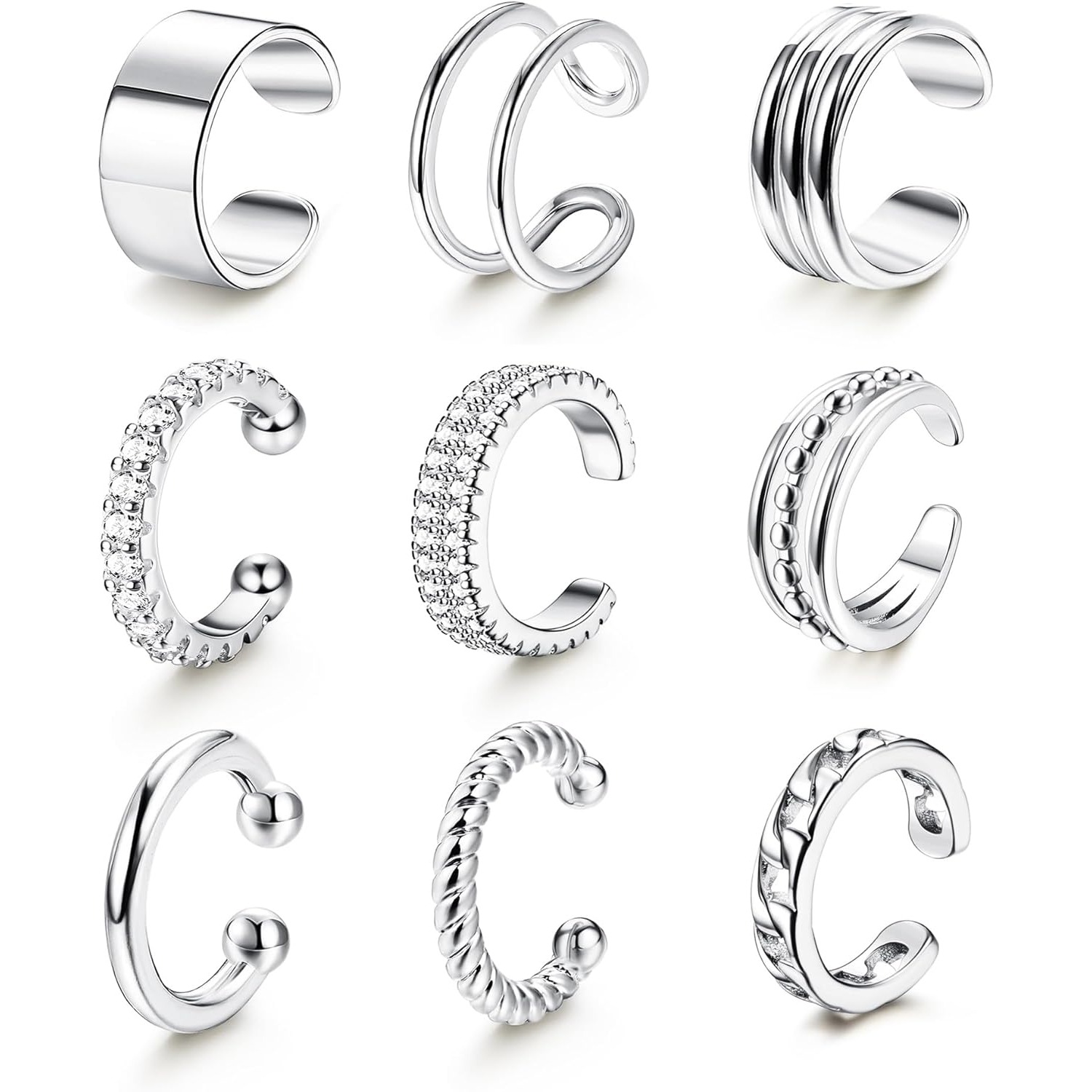Image of 9pcs Ear Cuff Earrings For Women Non Piercing 14k Gold Plated Ear Cuff For Non Pierced Ears Clip On Cartilage Earring Fake Earrings Lightweight