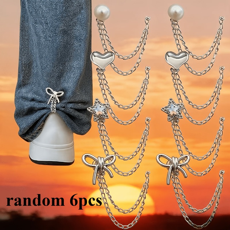TEMU 6 Clips de ropa multifuncionales con patrones y colores aleatorios para recortar pantalones, de metal de estrella o , adecuados para camisas,