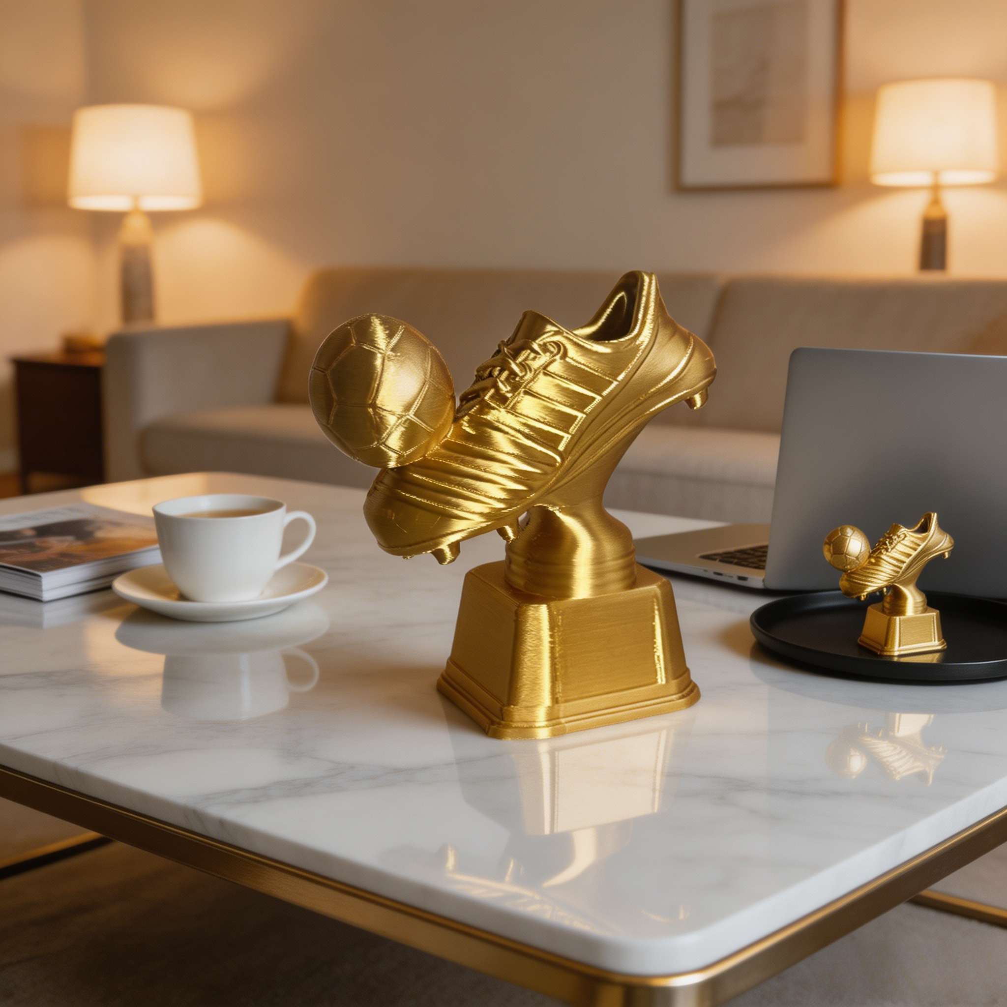TEMU 3d Printed Soccer Trophy Sculpture Suitable For / - Award Trophy With , Plastic Table Decor For Leagues, Offices, , Graduation Gifts For, Men,