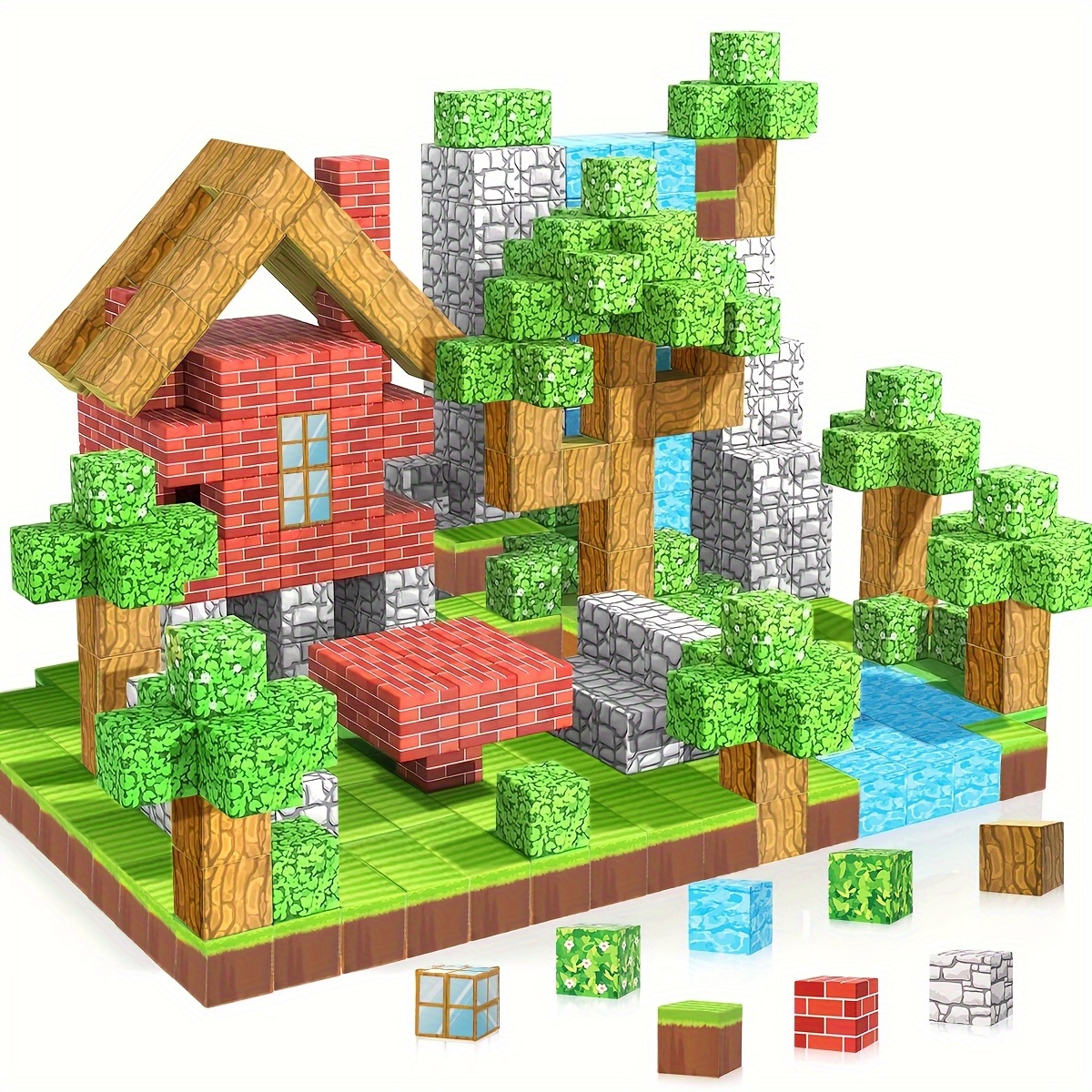 joyababy magnetic building blocks set stem educational sensory toys with realistic 3d   house bridge maze for 3 6 year olds creative learning gift for birthday christmas halloween 0