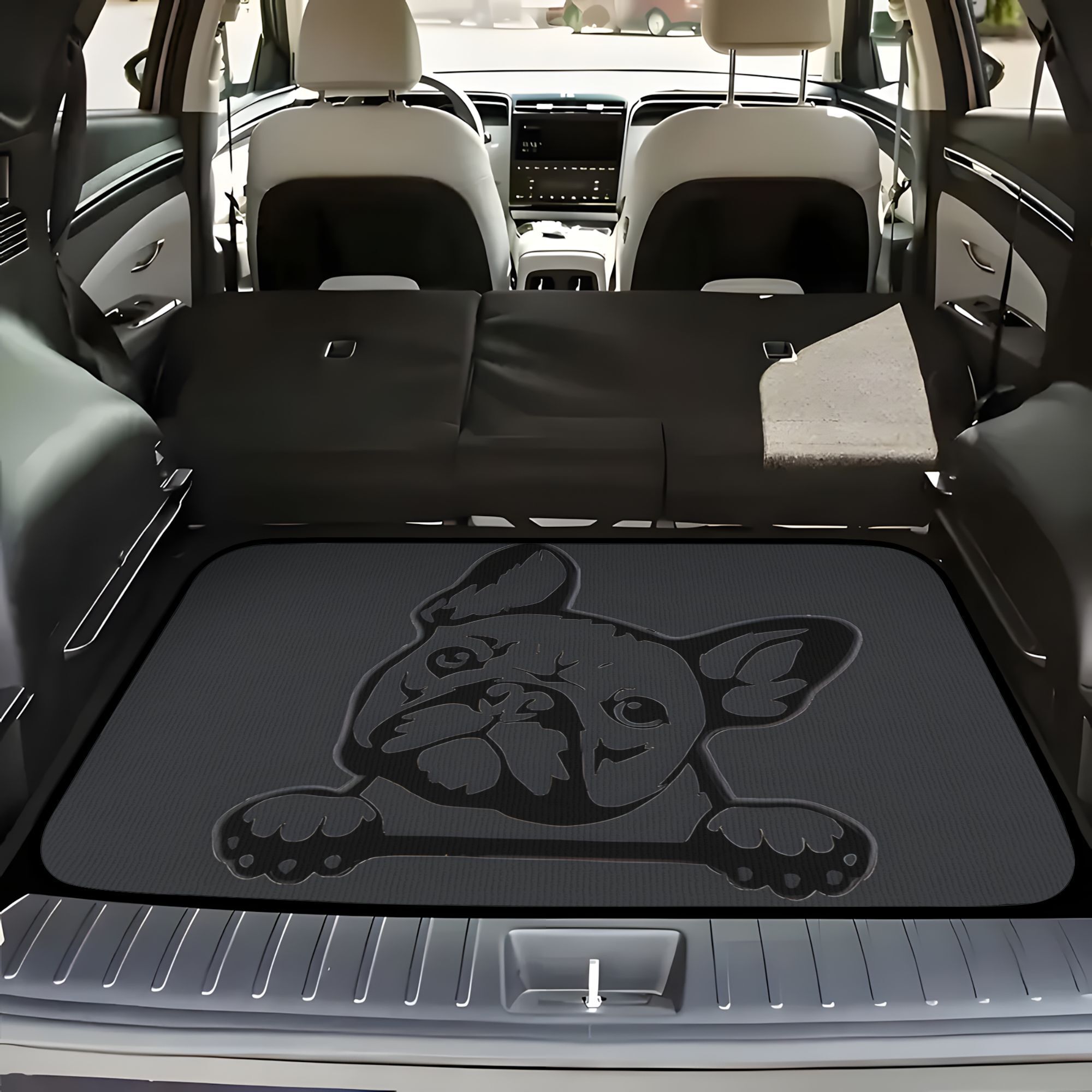 TEMU One-piece Silhouette Design Of A French Bulldog For Car Trunk Mat - Resistant To Dust And , Suitable For All Trunk Sizes