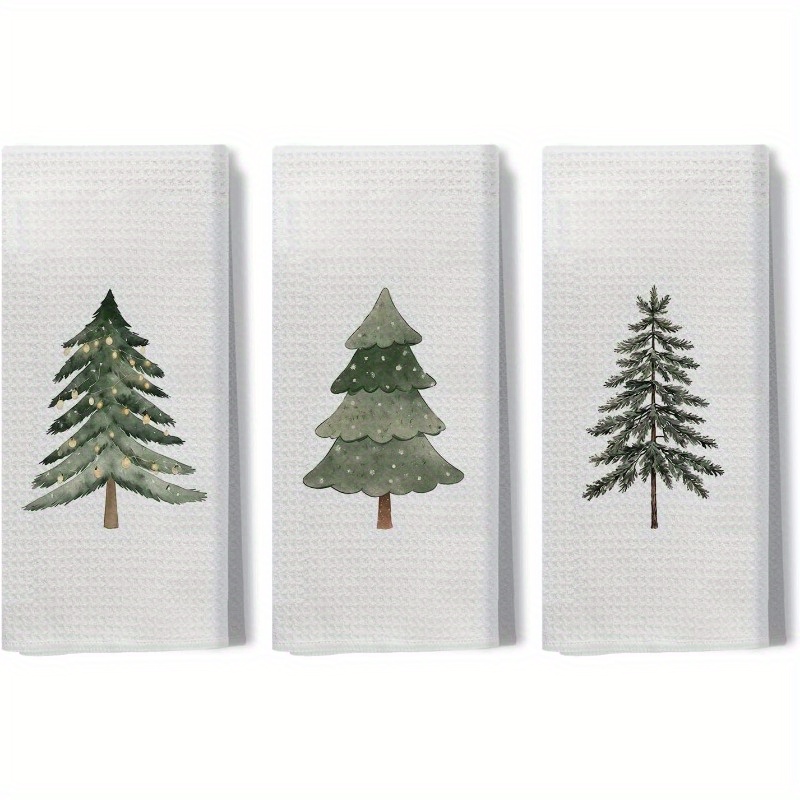 

3-pack Polyester Kitchen Towels, 18x26 Inches, Contemporary Christmas , Machine Washable, Multi- Farmhouse Holiday Decor And Gift