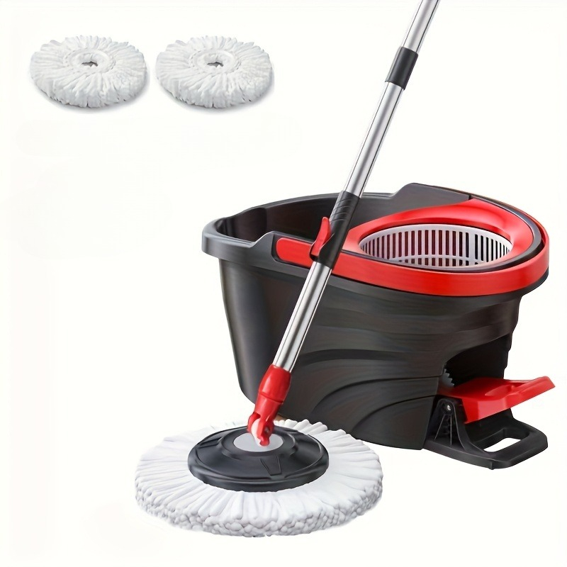 Image of 5pcs Rotating Mop, Home-use One-sweep Cleaning Mop Bucket Set, Telescopic Rod Pedal Manual Pressure Floor Cloth