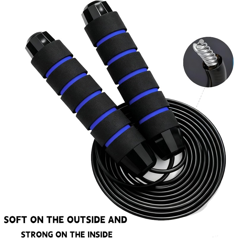 1 Adjustable 2.8M Jump Rope with Ball Bearings and Foam Handles | Non-woven Material, Mixed Color, Exercise Workout Equipment for Men and Women Home Gym