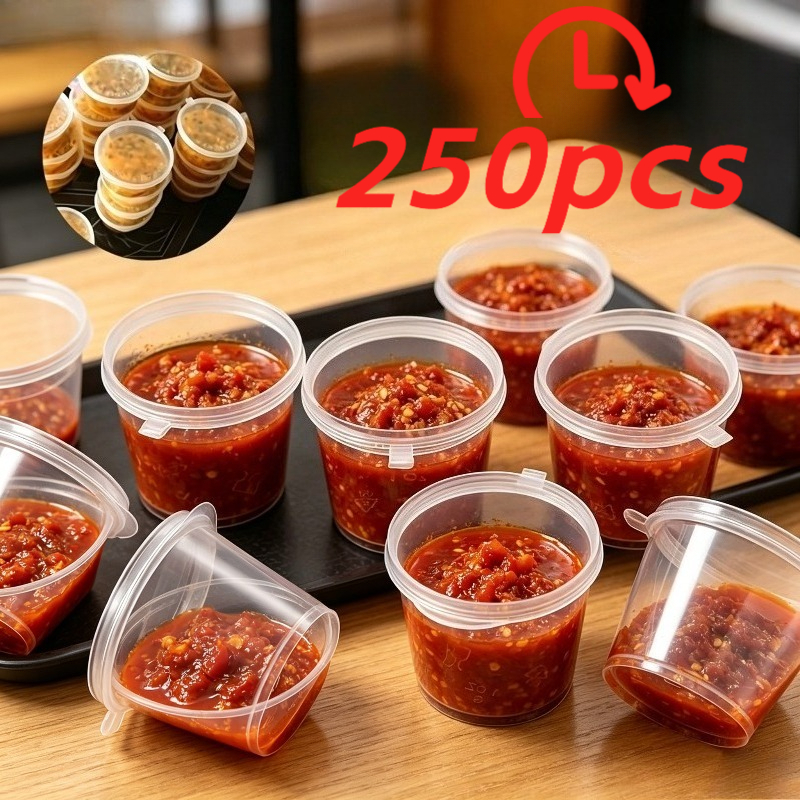 TEMU 250pcs Reusable Kitchen Spice Powder Containers, Refrigerator Storage Containers, Sauce Cups, Packaging Boxes, Condiment Jars, Chili Oil Bottle