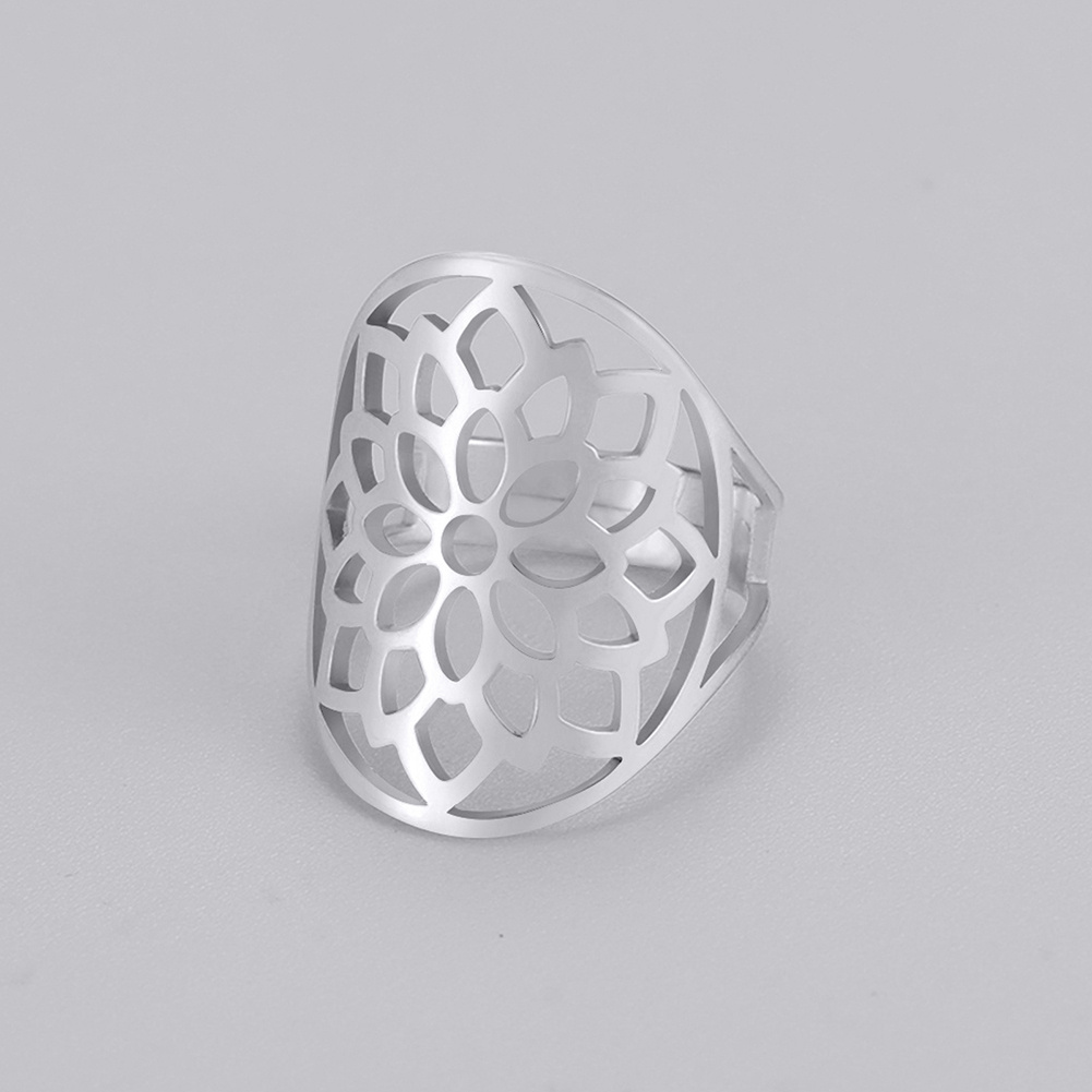Men's Bohemian Adjustable Lotus Flower Ring, Vintage Design