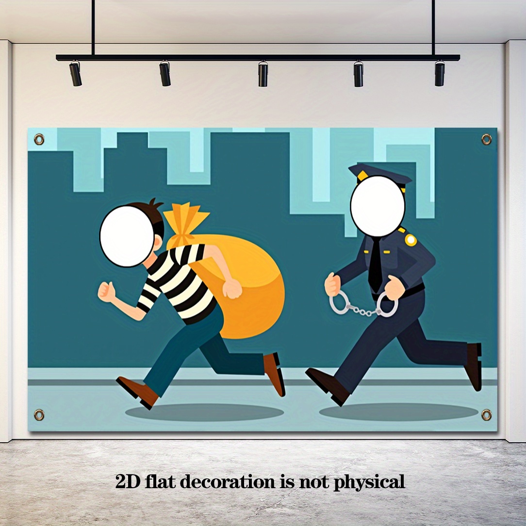 TEMU 2d Flat, 2d Flat - 2d Flat, 2d Flat - A 2d Flat Banner Measuring 43.3x70.9 Inches Featuring Catching A Theme, Perfect For Pretend Play, Birthday