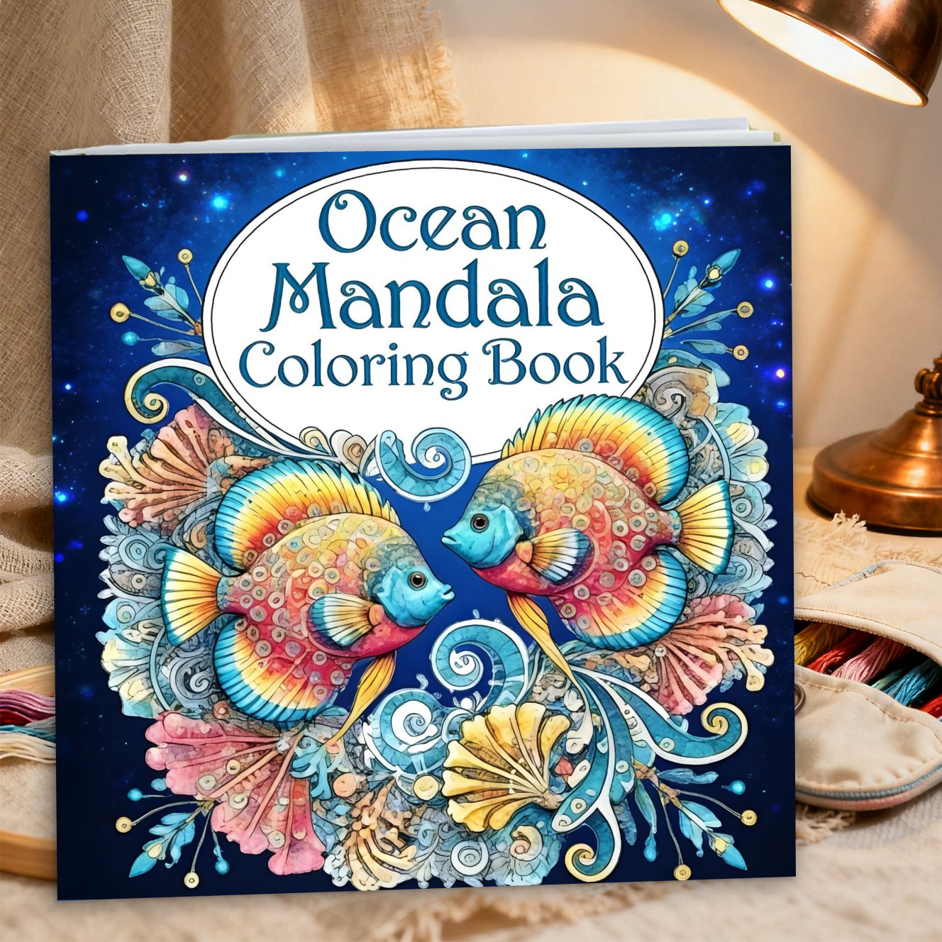 TEMU 1 Book 20x20 Page Mandala Coloring Book Suitable For Relax, Ocean-themed Coloring Activity Book With Marine Mandala Patterns, Fish & Sea