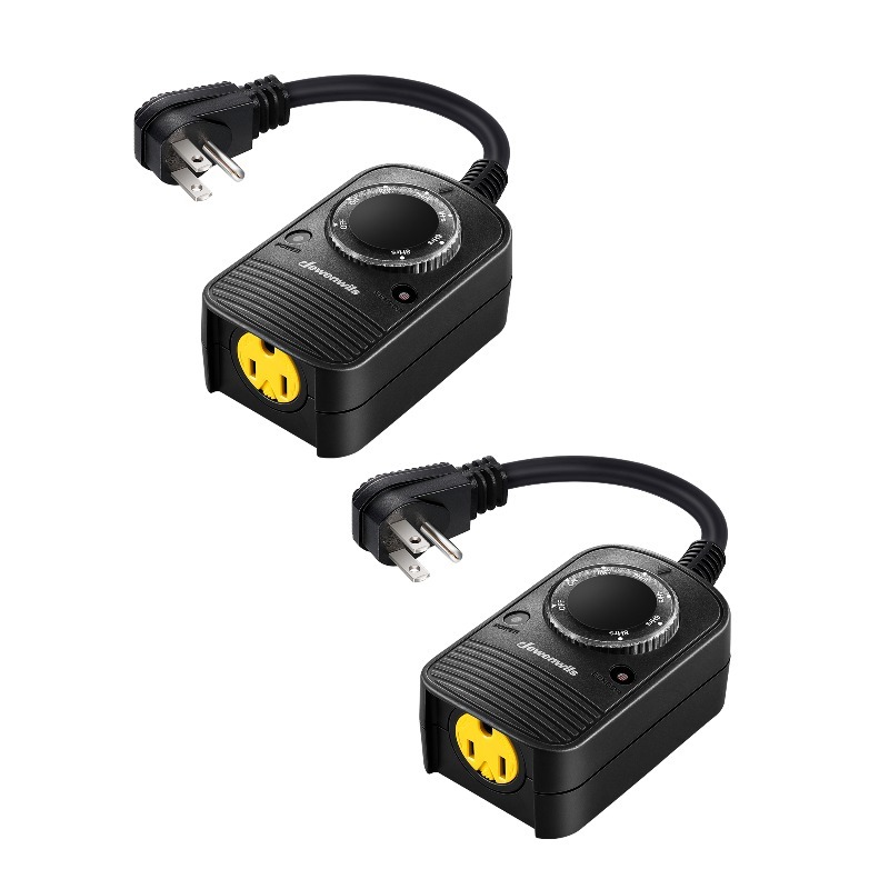 TEMU 2pcs Prise Minuteur à Capteur de Lumière, Interrupteur Minuteur Compte à Rebours à l' avec Prise Raccordée, Minuteur à 10A 125V pour Guirlandes
