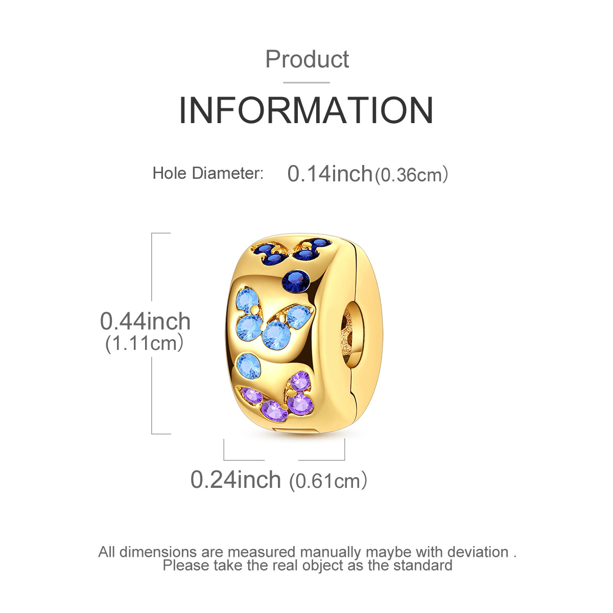 Cubic 18k Gold Plated Bead Style Pendant for DIY