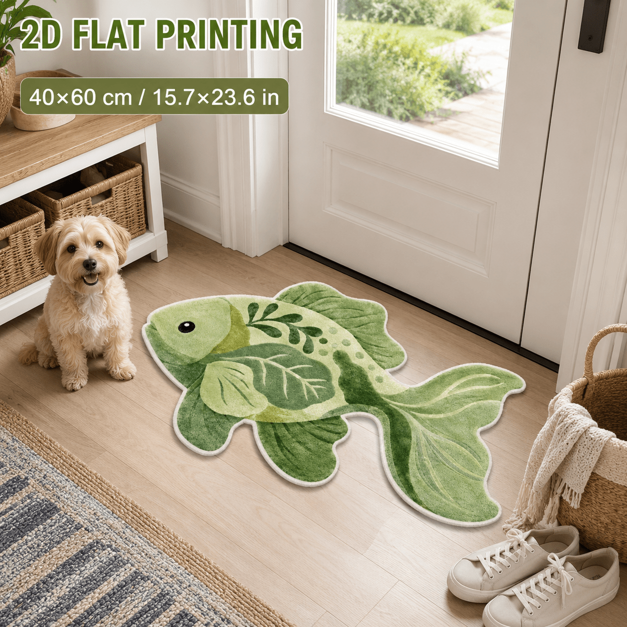 TEMU 1pc 850gsm 7mm Thick Velvet 2d Flat Printed Shaped Rug Non Slip Decorative Area Carpet Machine Washable For Bathroom Bedroom Living Room Home