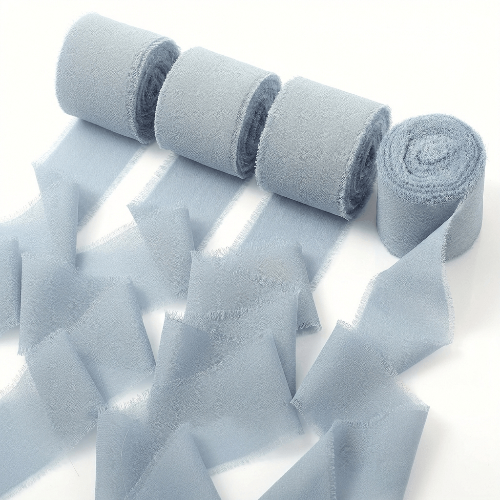 TEMU Exquisite Ribbon, Width 3.99cm, 4 Rolls, Total Length 20.01 Meters, Blue-gray Tassel, Very Suitable For Wrapping Wedding Invitations, Bridal