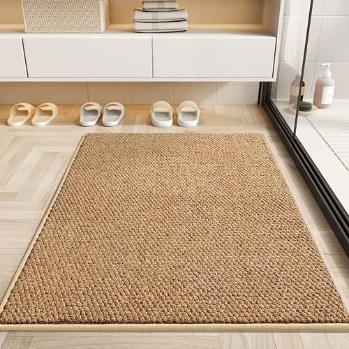 item picture 1pc brown pineapple woven mat jute imitation carpet solid color mat vintage style for living room jute like bedroom rug washable polyester mat suitable for living room bedroom entrance hall