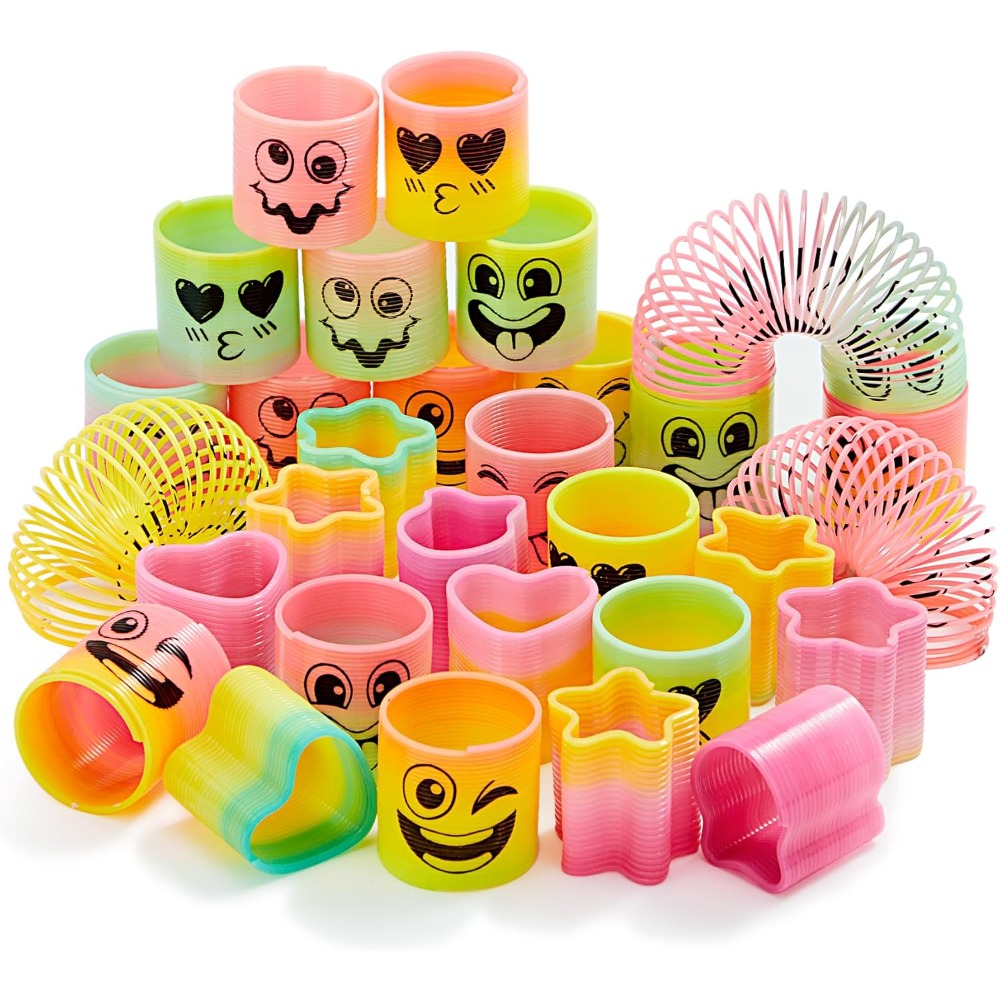 TEMU SYNCFUN 30pcs , Mini Jouet à Ressort en Plastique, Mini Ressorts à Ressort Anti-Stress en Vrac pour Prix de Carnaval Anniversaire, Garnitures de