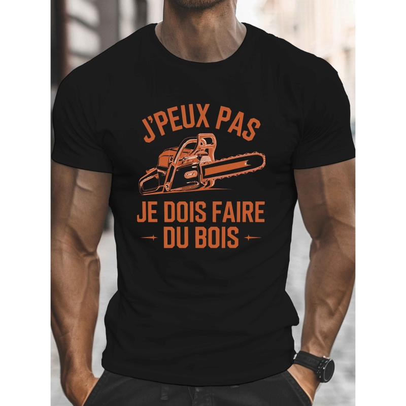 

1pièce T-shirt décontracté pour homme avec de chaîne à linge, haut en polyester tricoté d'été, chemise légère à manches courtes pour adultes