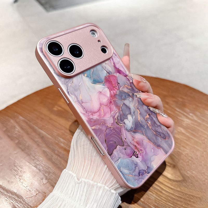 TEMU Phone Case: Premium Smudged Pink Textured Pattern Glass Phone Case, Suitable For Iphone 17/17 Pro Max/17 Air/16 Pro Max/16e/15/14 Plus/13