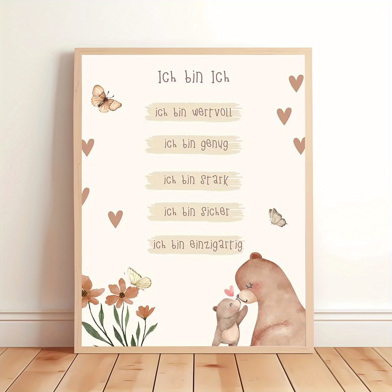 TEMU 2D Flach, 2D Flach, 1 Stück, Ungerahmt, 12X16 Zoll, Poster - Bär und Kind - Ermutigendes Bild für Kinderzimmer - Babygeschenk - Kinderzimmer