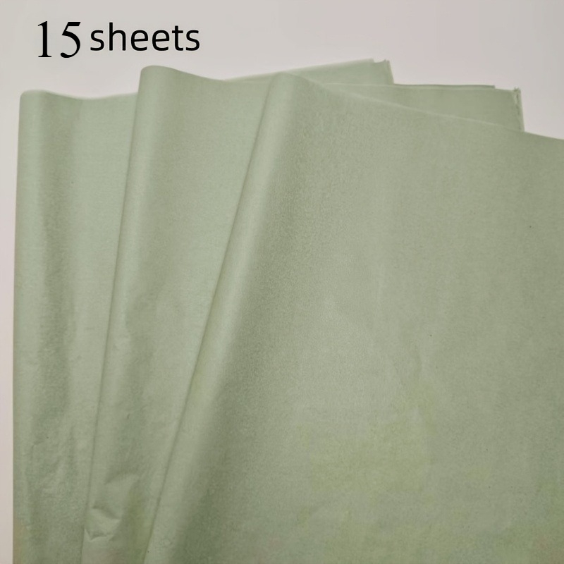 15 Sheets Of Sage Green Pattern Thin Paper, 20 X 14 Inches Gift Wrapping Paper, Suitable For Wedding, Christmas, Birthday Gift Wrapping, Bouquet Wrapping, Gift Bag Filling And Party Favors