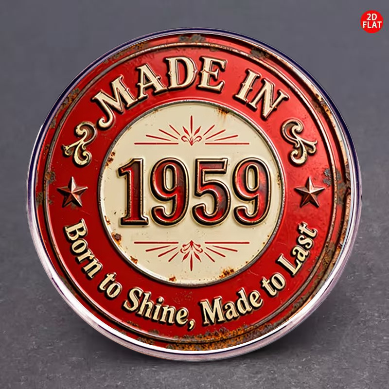 TEMU 2d Plane, Vintage 1959 Commemorative Stainless Steel Brooch, Unisex Personalized Badge With The Theme "made In 1959 , ". The Distressed
