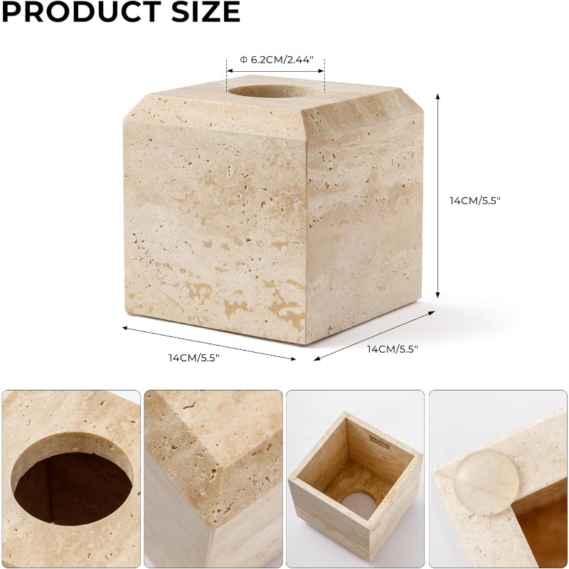 1pc heavy duty natural marble tissue box holder & toilet paper dispenser - beige/beige/ brown/gray/white - elegant marble pattern, -slip base, one-hand opening, fits square tissues - ideal for bathroom, living room, office - decorative storage organizer - perfect gift for home decor - compatible with single/  tissues, tissue holder bathroom, toilet paper holder wall mount, toilet roll storage Product details 2