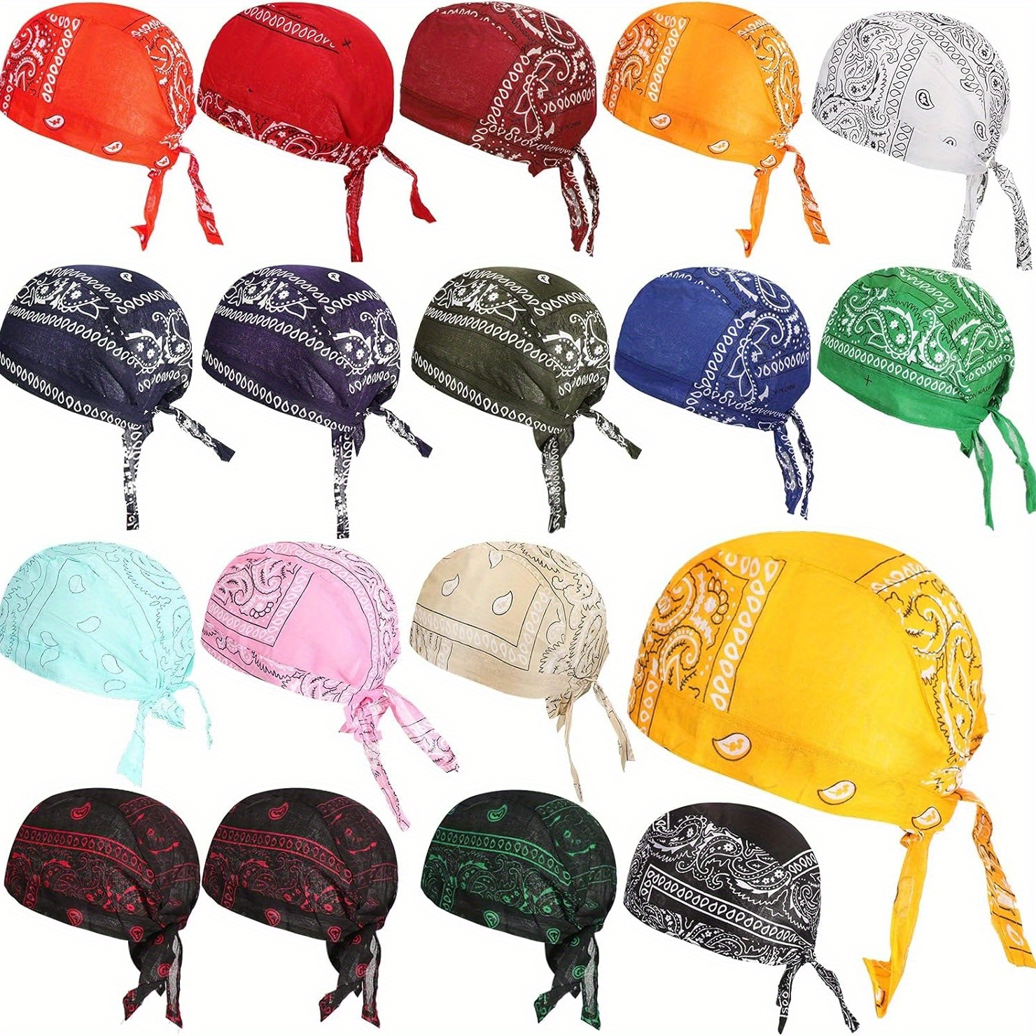 Set Of 18 Bandanas Designed For Men, Featuring A Paisley Print Suitable For Bikers, Do-rag Skull Caps, And Sweat-wicking Hats For Women