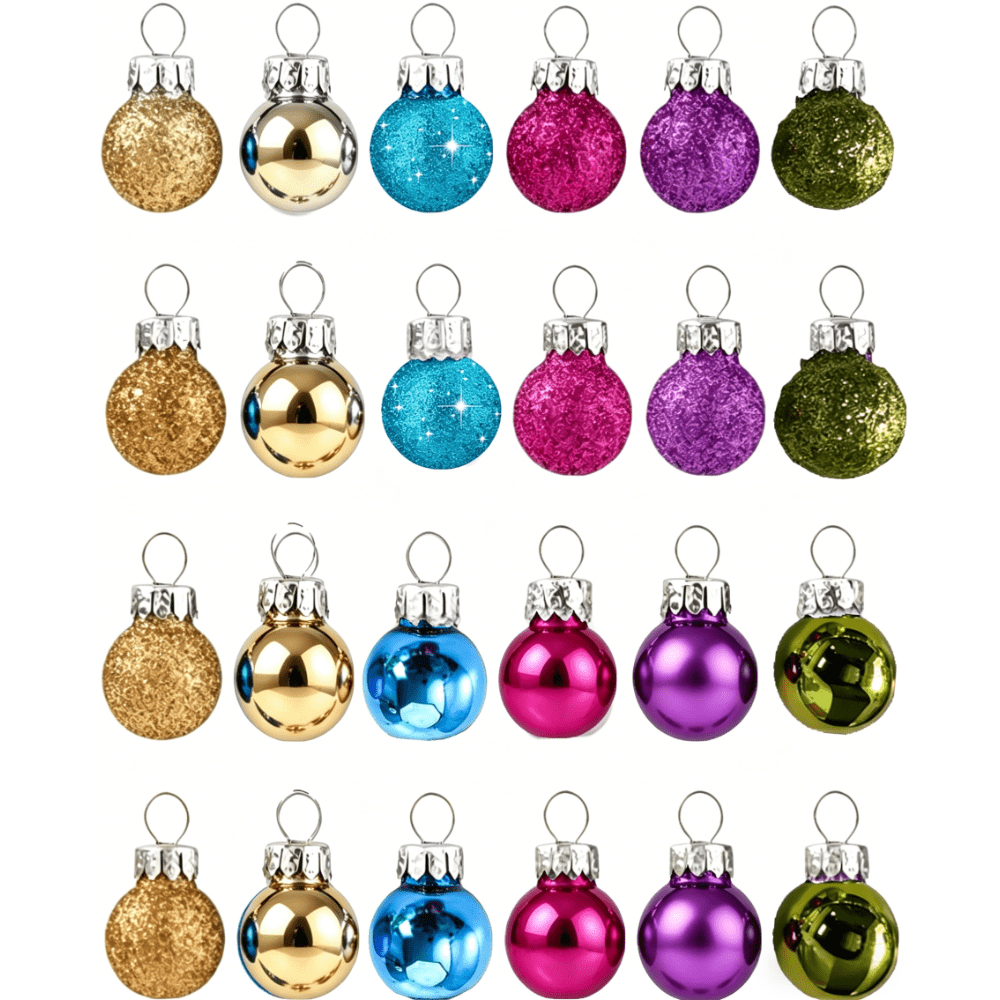 TEMU 24 pezzi, di vetro colorate ,5 cm/1 pollice, decorazioni retr簷 a forma di palla di Natale, di vetro da appendere all'albero di Natale, ciondoli