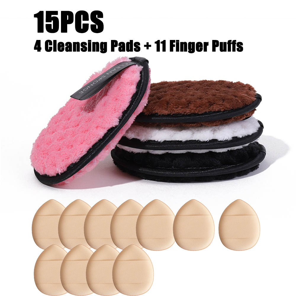 TEMU 15pcs Set Microfiber Makeup Remover Pads | Double-sided Washable Facial Cleansing | Soft And Skin-friendly, Reusable Makeup Remover Wipes, A
