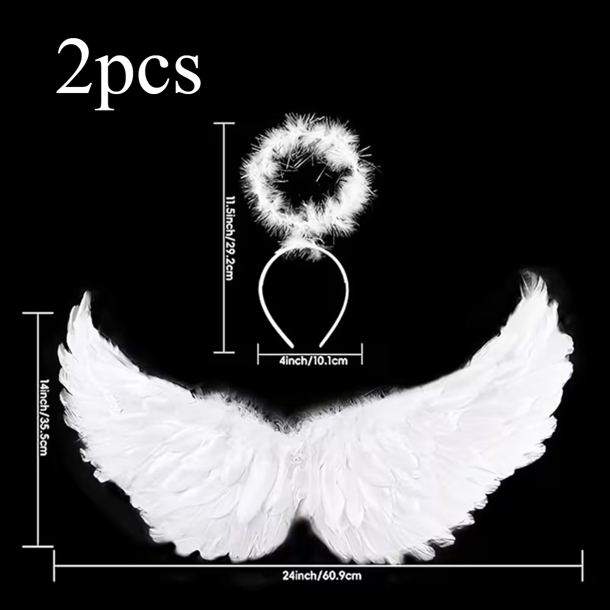 Set Of 2 Wing Costumes With Headgear - Wings And Headband, Ideal For Halloween, Christmas, Weddings, And Photography - Bridal Outfit, Chic Headgear, Wings, Photography Additions, Fashion Enthusiasts